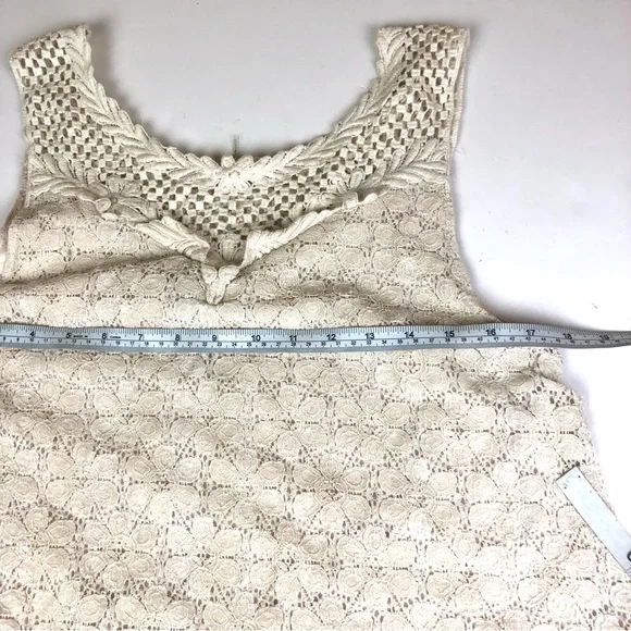 A'reve Women Large Dress Cream Blush Layered Lace Crochet Sleeveless Shift Boho - Picture 5 of 8